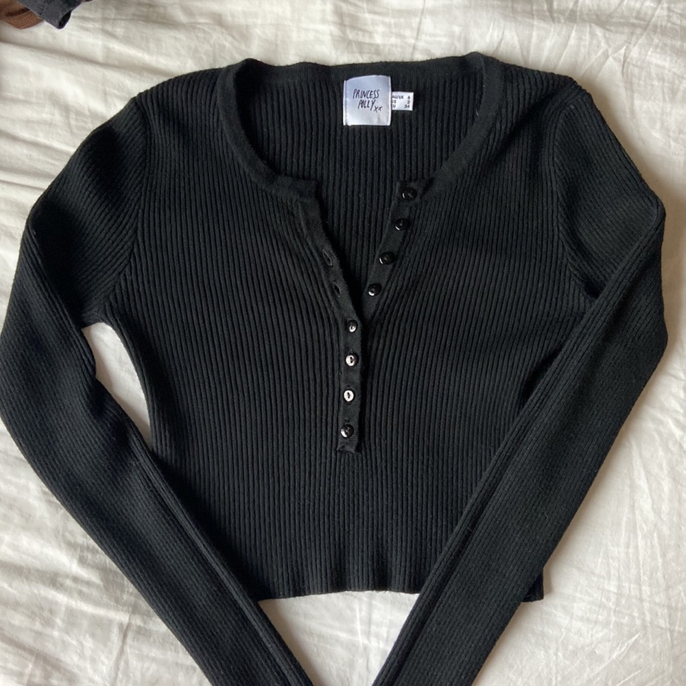 Princess polly black crop long sleeve